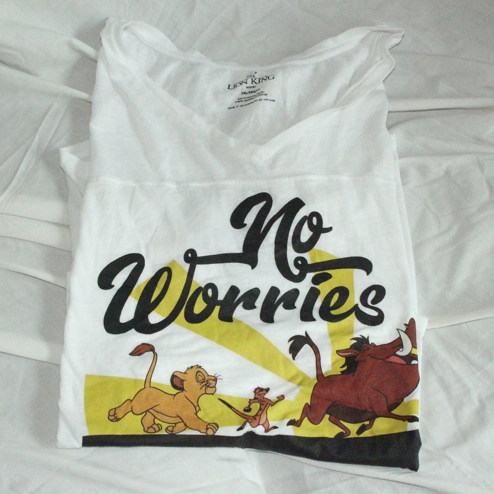 V neck No Worrie T sz3xl